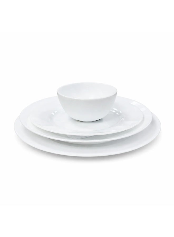 Luminarc White 4 PCS Ceramic Dinner Set  Soup Plate 22cm Dinner Plate 24cm Dessert Plate 19cm Bowl 9.5cm Tableware Set for Home & Restaurant - Image 1